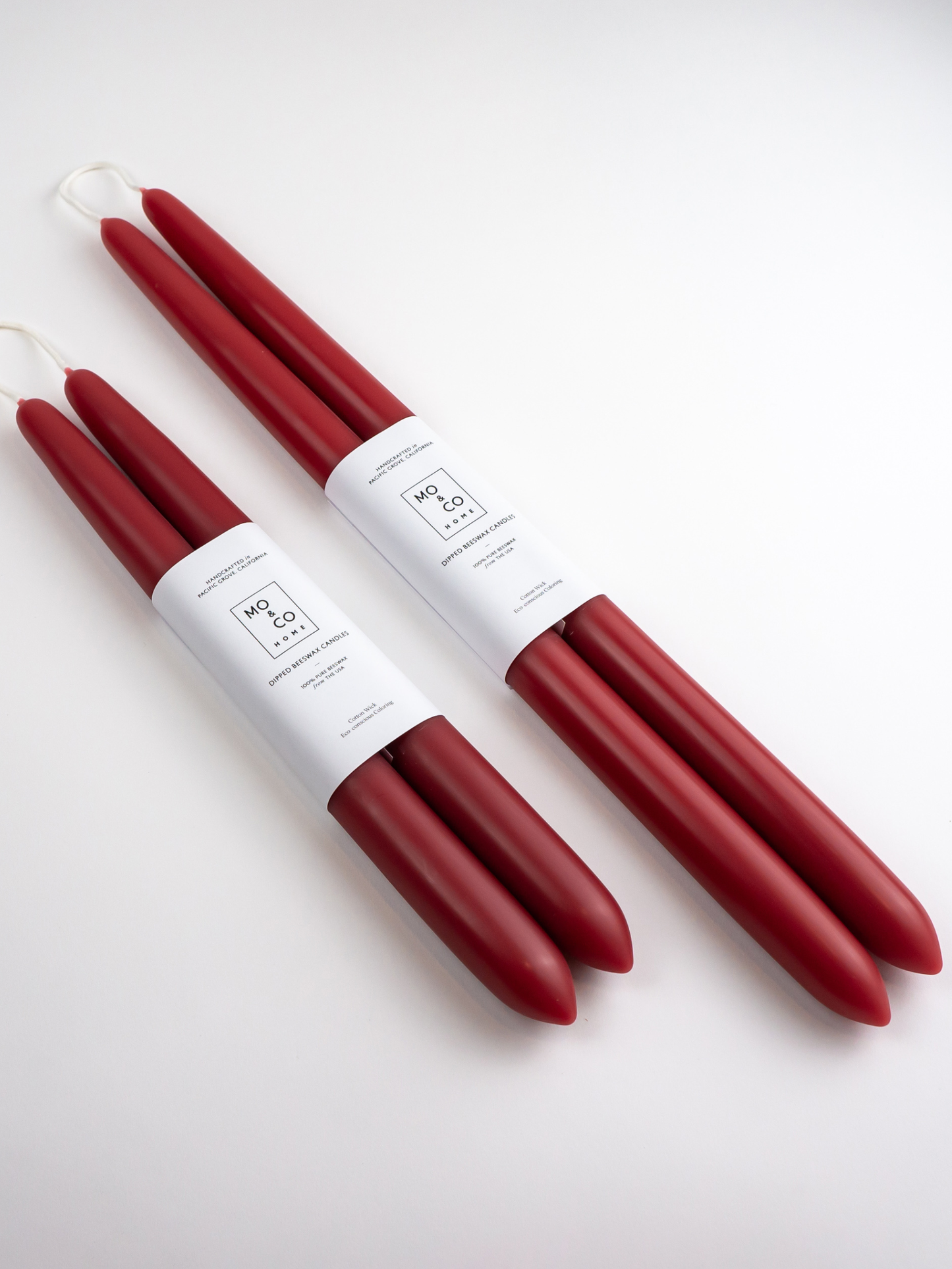Berry Red | Dipped Beeswax Taper Candles | All Natural