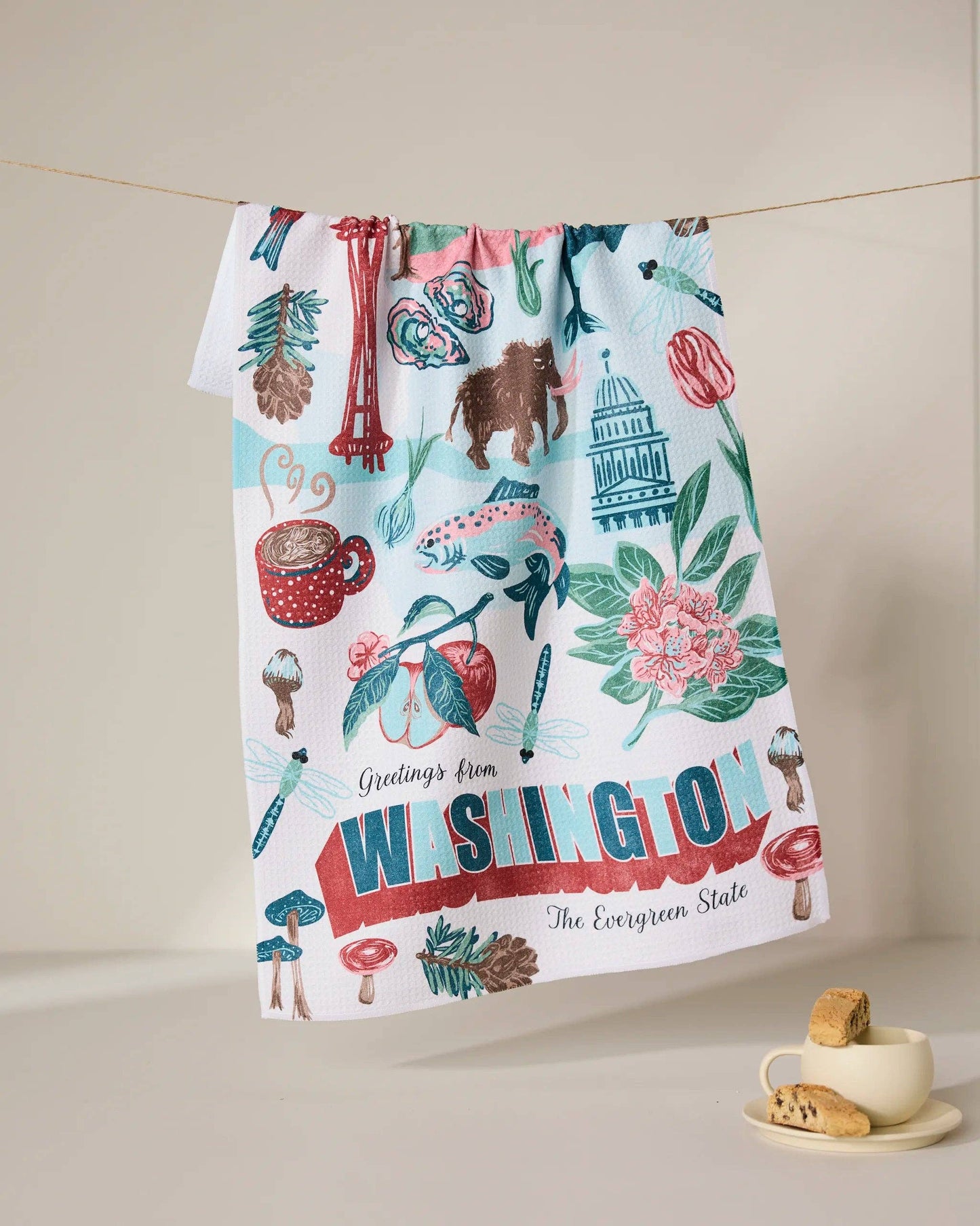 Greetings From Washington Tea Towel