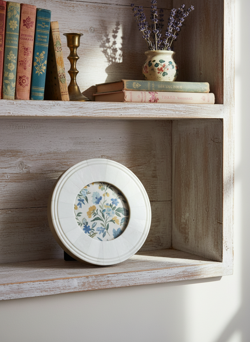 Round Photo Frame Bone