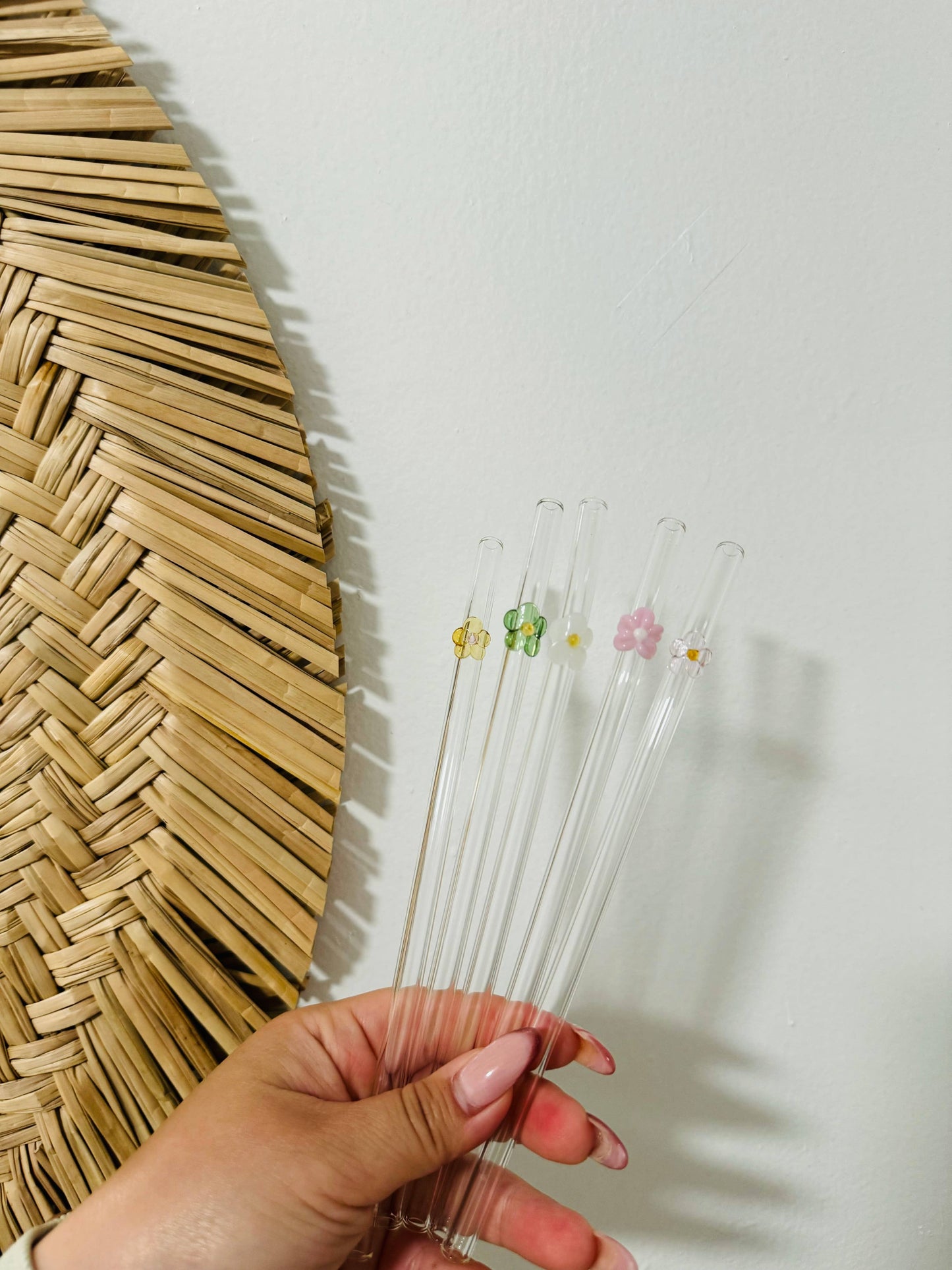 Flower Glass Straws | Reusable Glass Straws