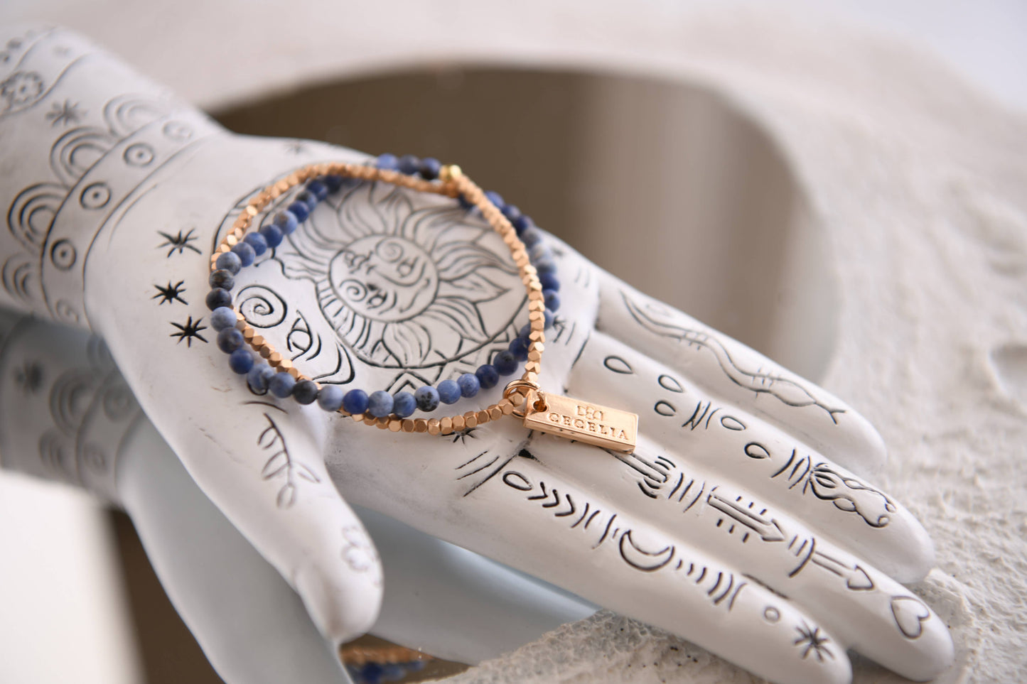 Gemstone Wrap Bracelet with Faceted Gold Beads