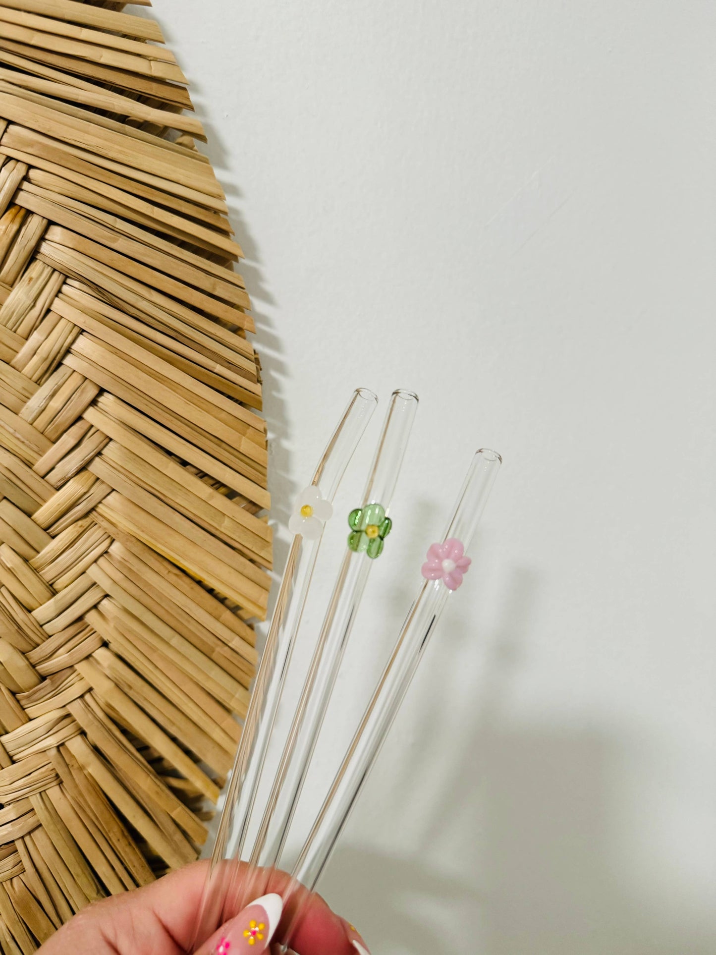 Flower Glass Straws | Reusable Glass Straws