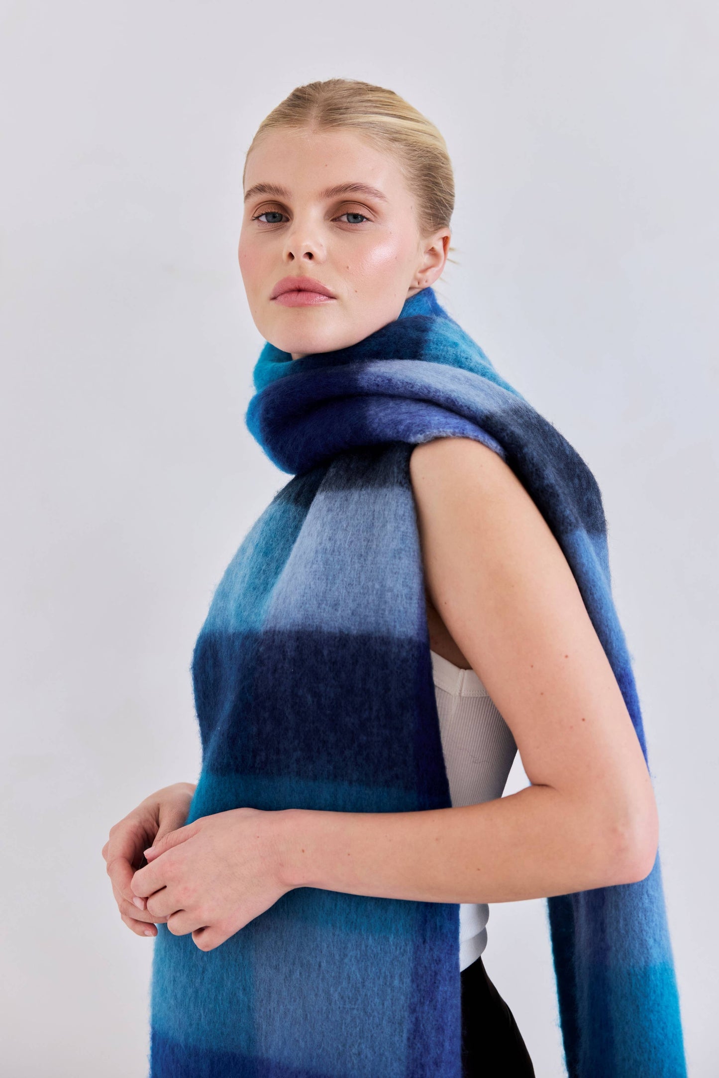 The Reykjavik Scarf - 100% Recycled - Blue Check - FW25