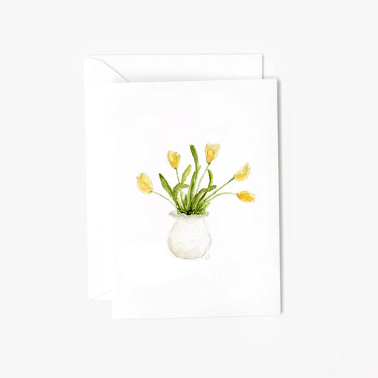 Yellow tulips mini enclosure notecard