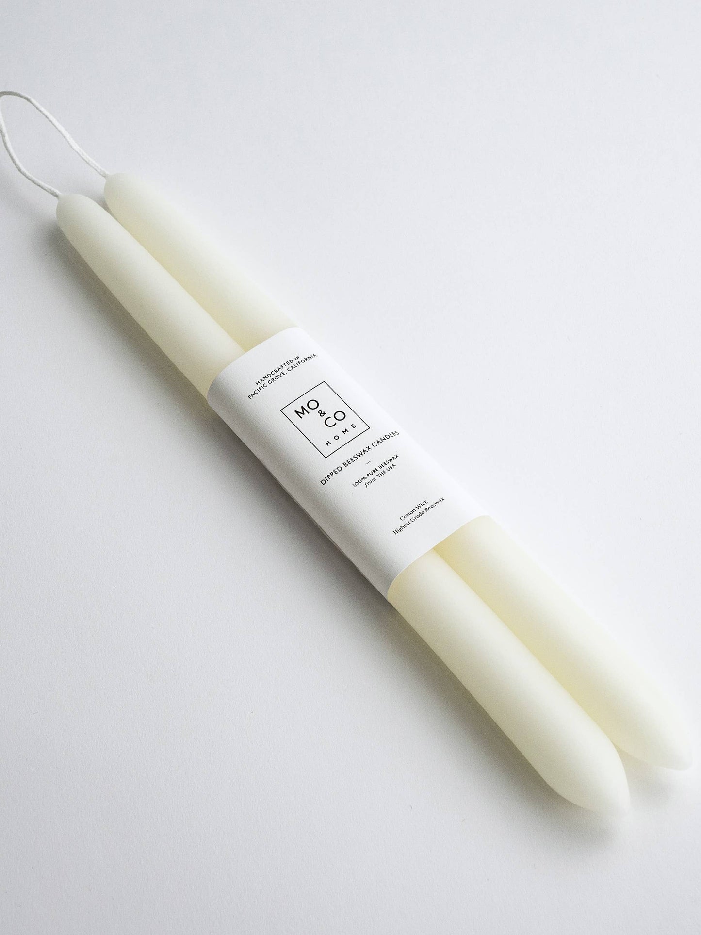 Natural White | Dipped Beeswax Taper Candles | All Natural
