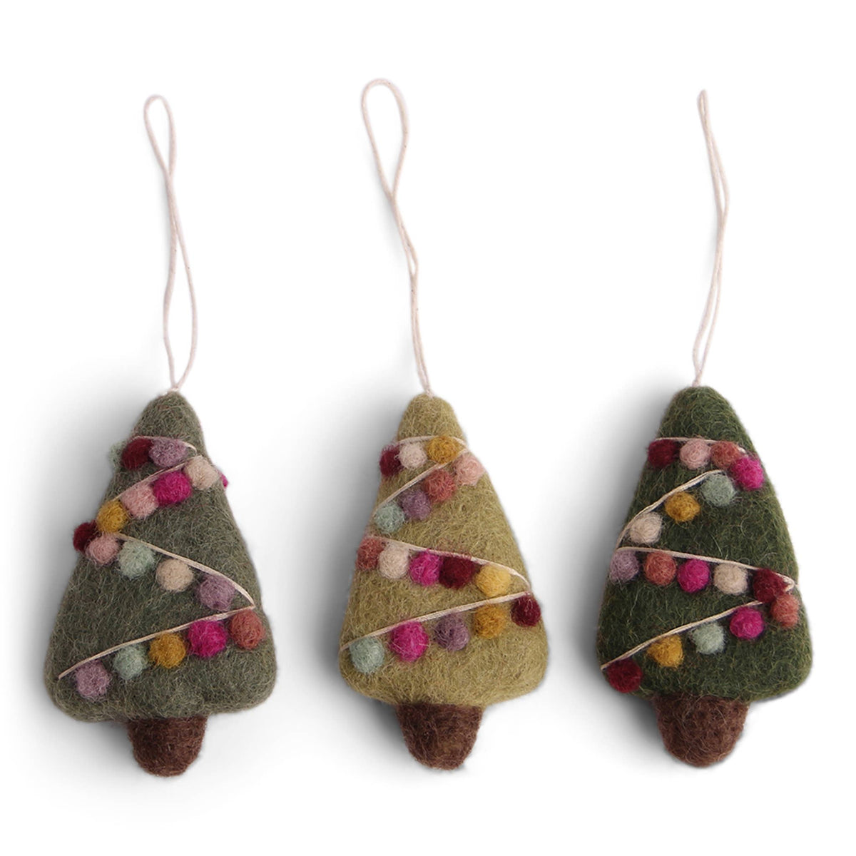 Mini Christmas Trees w/deco - Set of 3