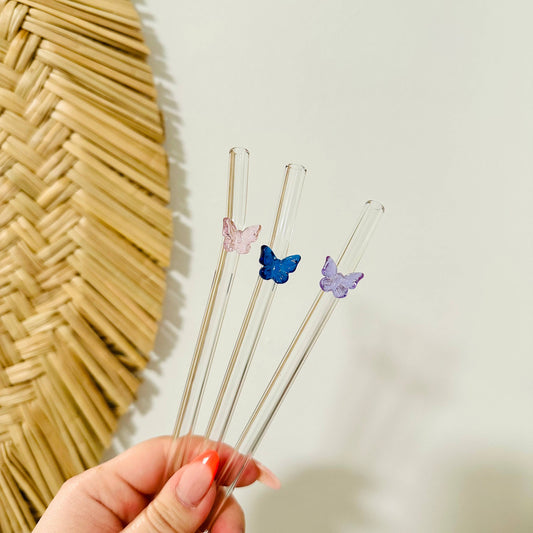 Butterfly Glass Straws | Reusable Glass Straws