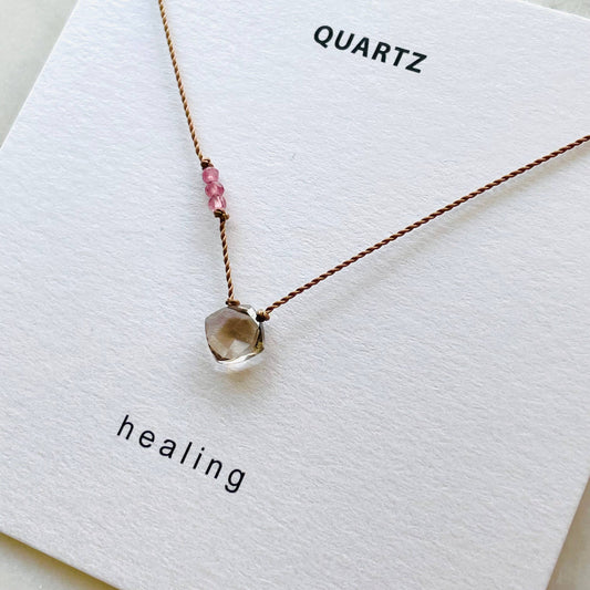 Smoky Quartz and Pink Tourmaline Healing Necklace