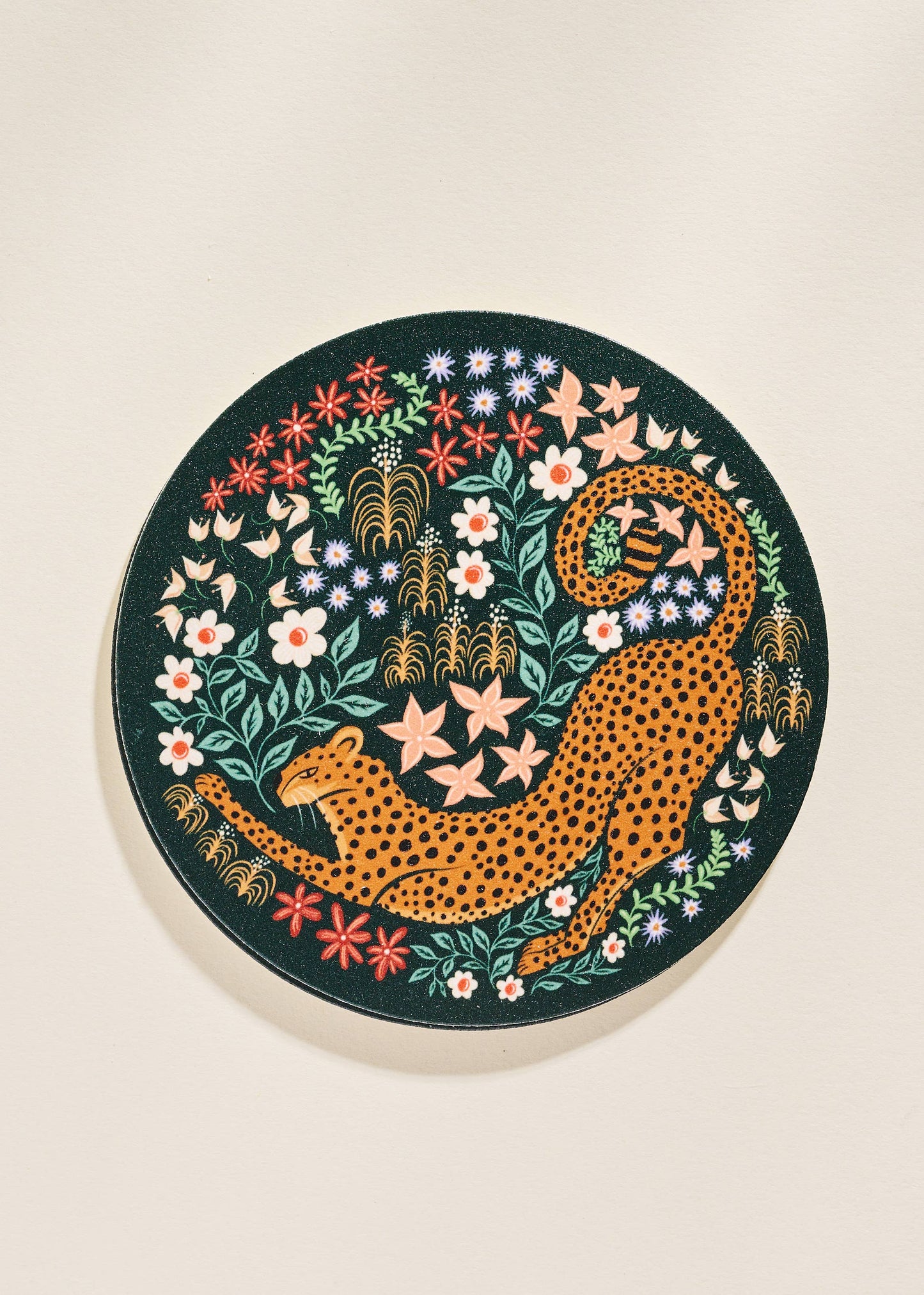 Stretching Cheetah Reusable Chipboard Coasters - Set of Four