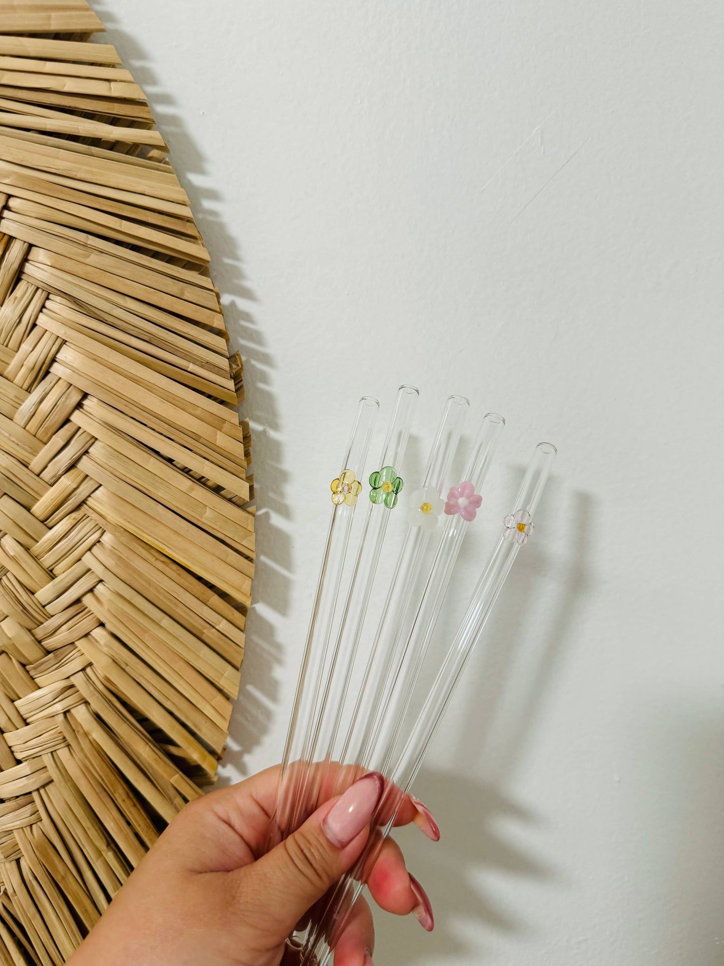Flower Glass Straws | Reusable Glass Straws
