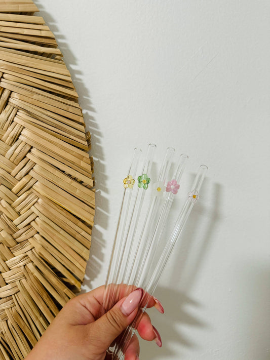 Flower Glass Straws | Reusable Glass Straws