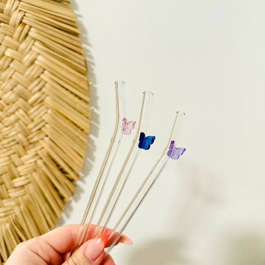 Butterfly Glass Straws | Reusable Glass Straws