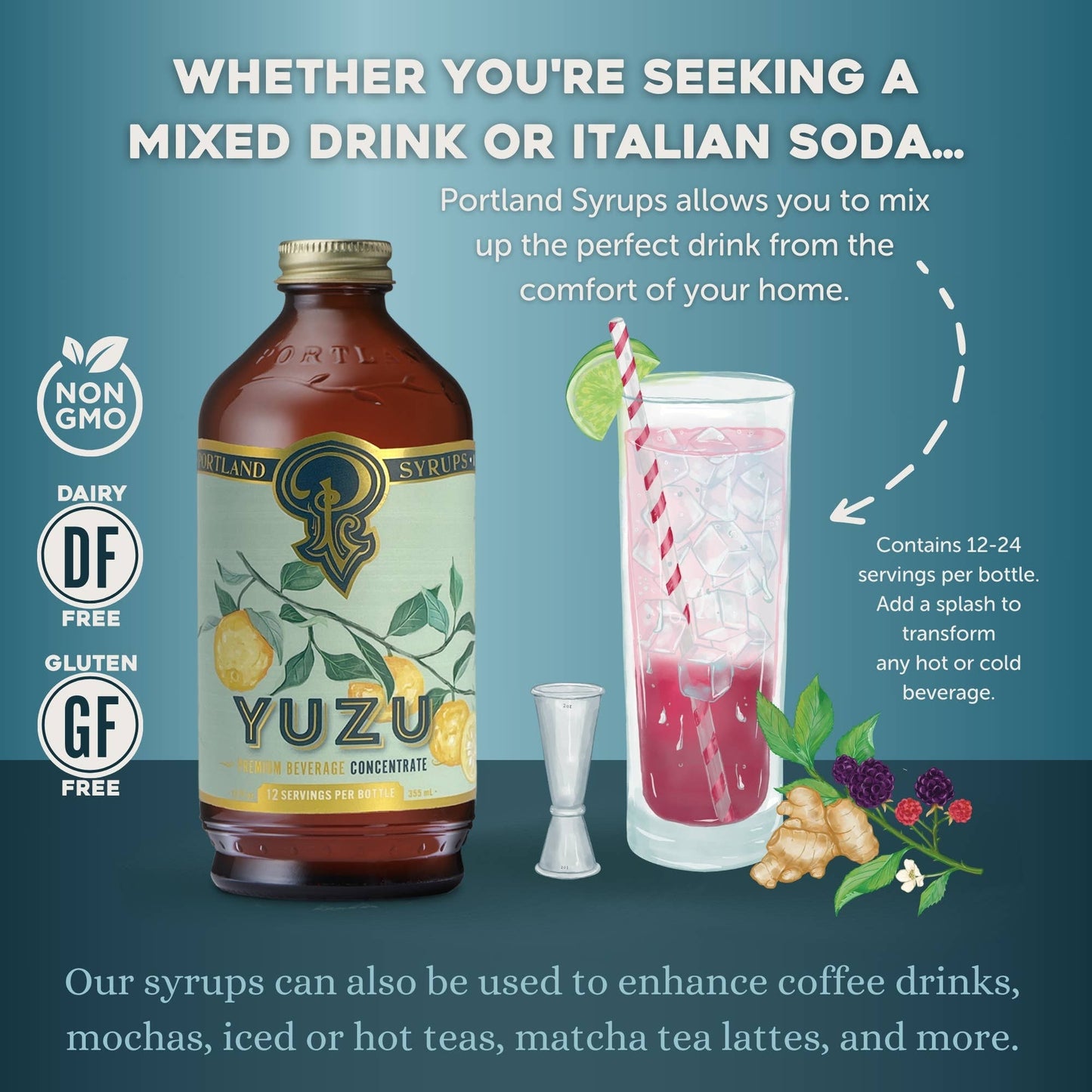 Yuzu Syrup 12oz  - cocktail / mocktail mixer