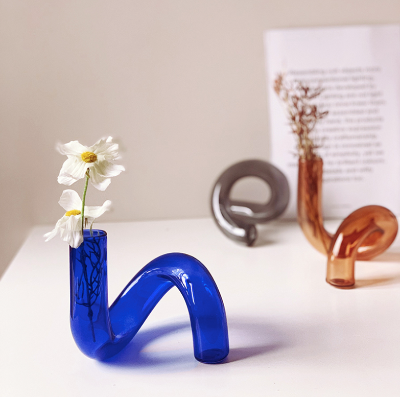 Twist Glass Candlestick Holder / Flower Vase