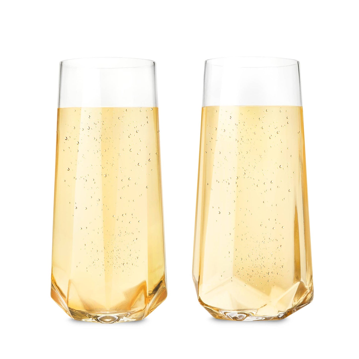 Seneca™ Faceted Stemless Crystal Champagne Flutes Set of 2