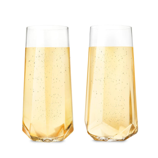 Seneca™ Faceted Stemless Crystal Champagne Flutes Set of 2