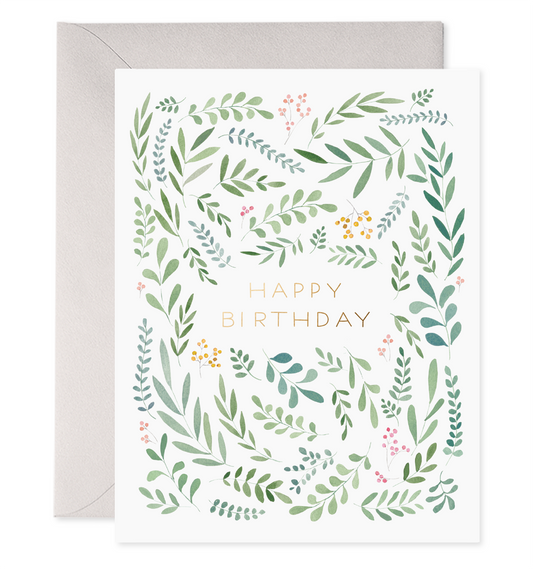 Pretty Leaves Birthday Greeting Card
