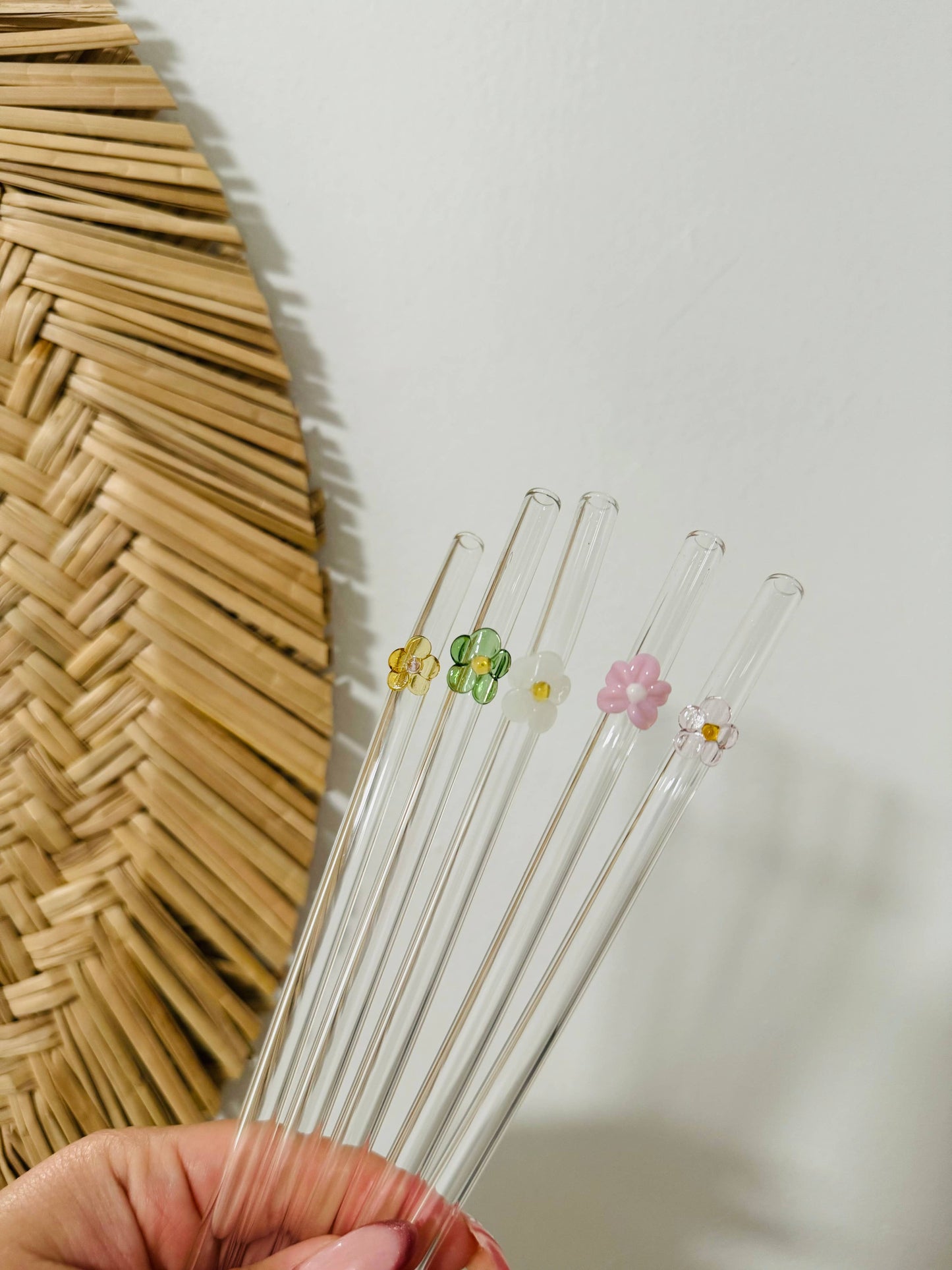 Flower Glass Straws | Reusable Glass Straws