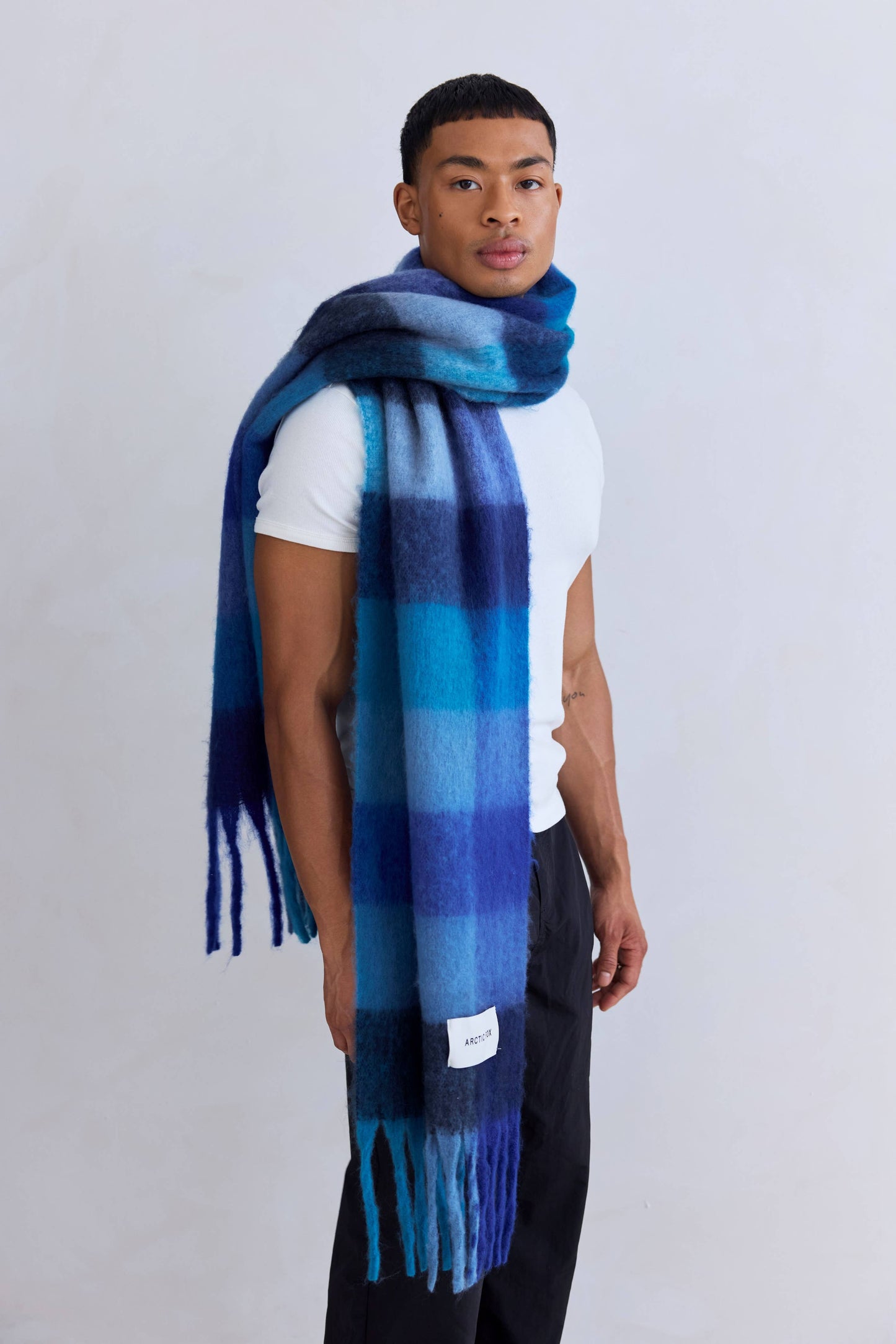 The Reykjavik Scarf - 100% Recycled - Blue Check - FW25