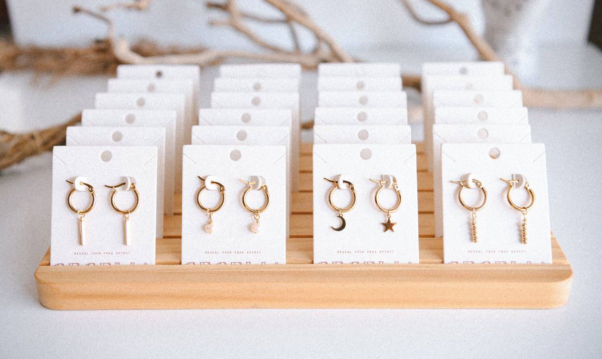 Cosmic Moon & Star Pendant Hoop Earrings