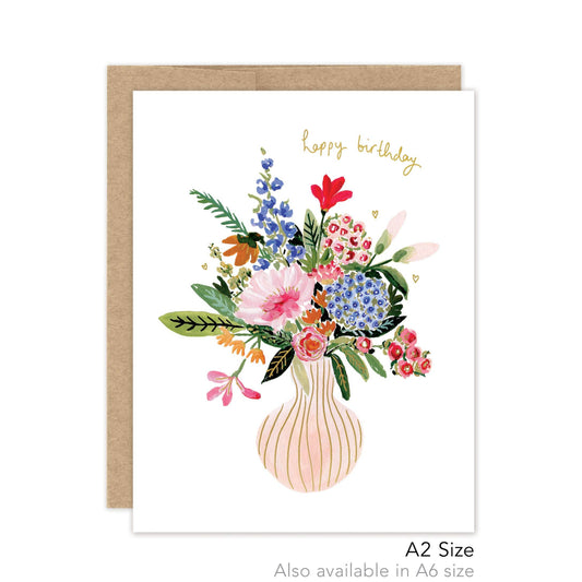 Vase Of Flowers Birthday - Luxe A2 Card