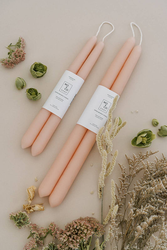 Pink Rose | Dipped Beeswax Taper Candles | All Natural, Hand