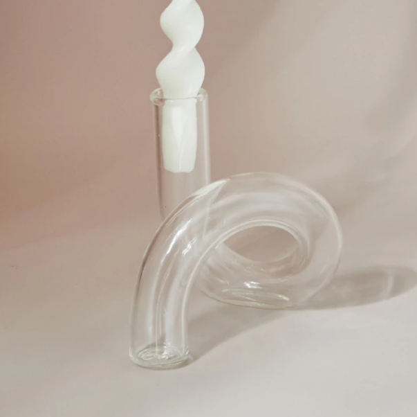 Twist Glass Candlestick Holder / Flower Vase