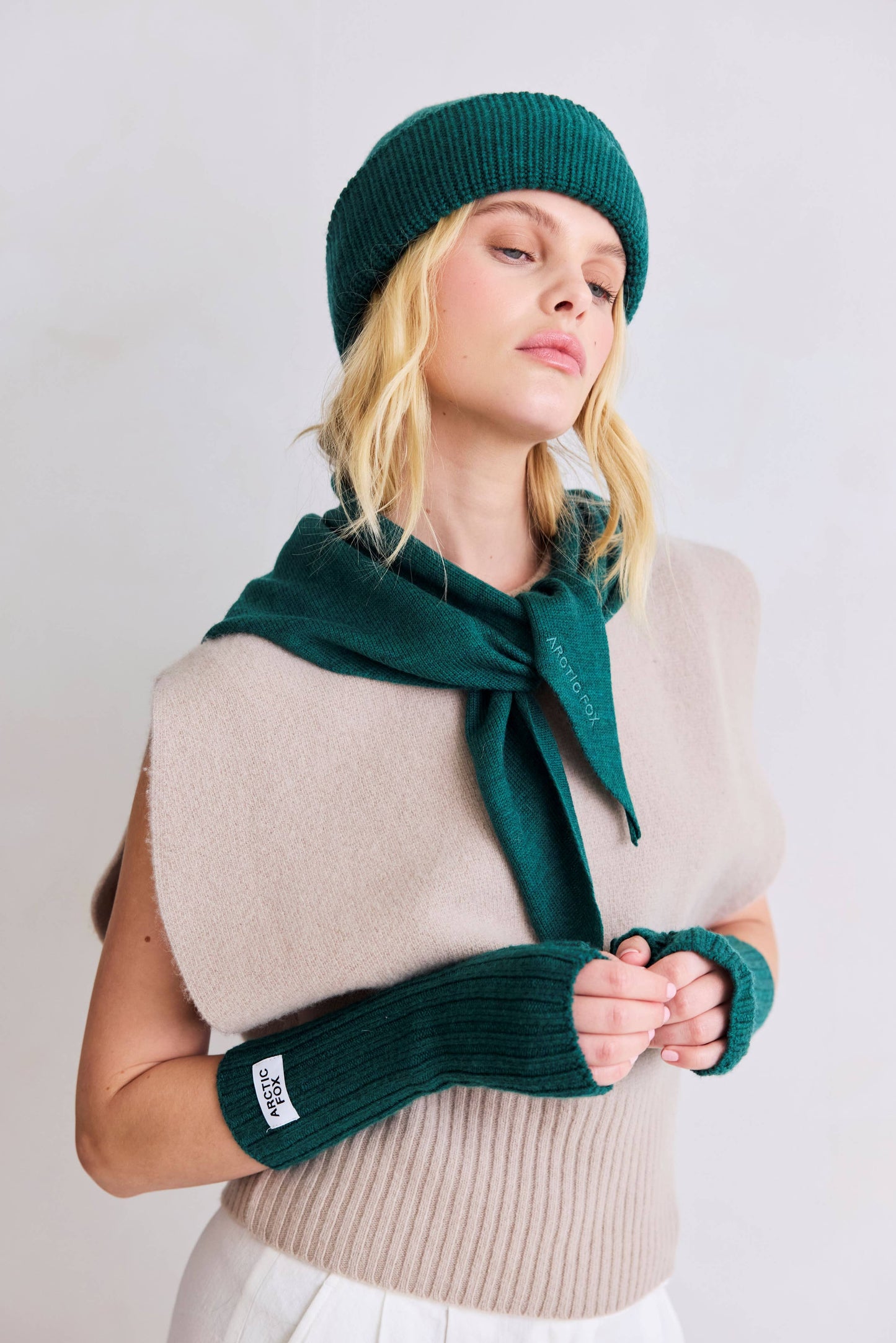 Merino Wool Triangle Scarf - Alpine Fern - FW25