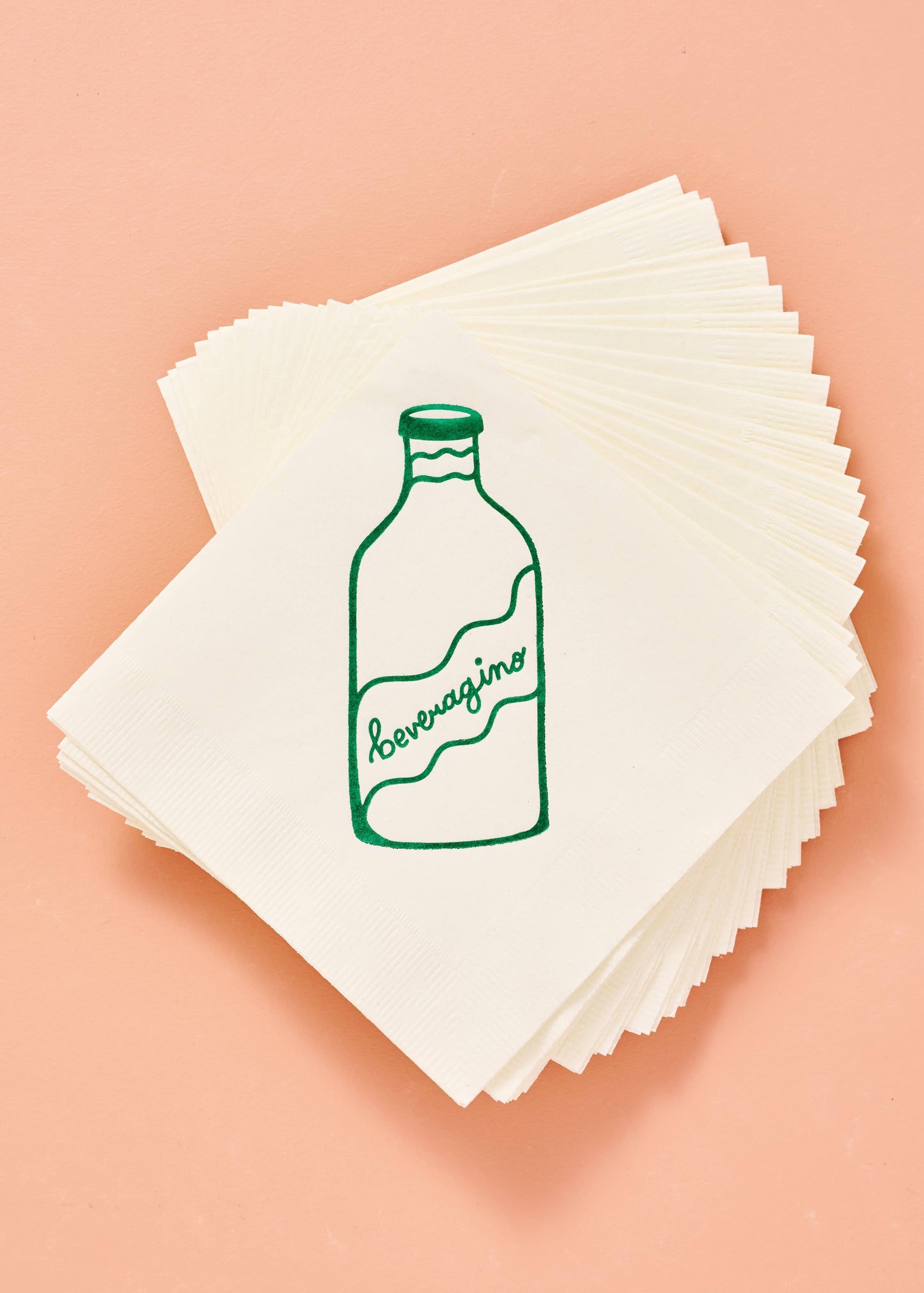 Beveragino Green and White Cocktail Paper Beverage Napkins -