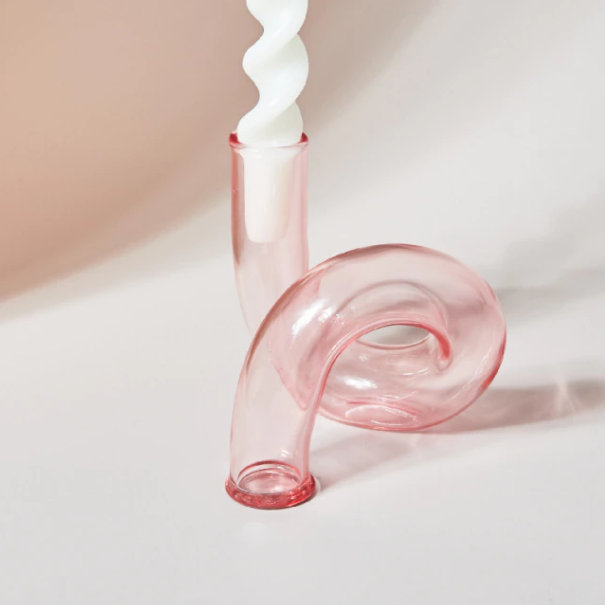 Twist Glass Candlestick Holder / Flower Vase