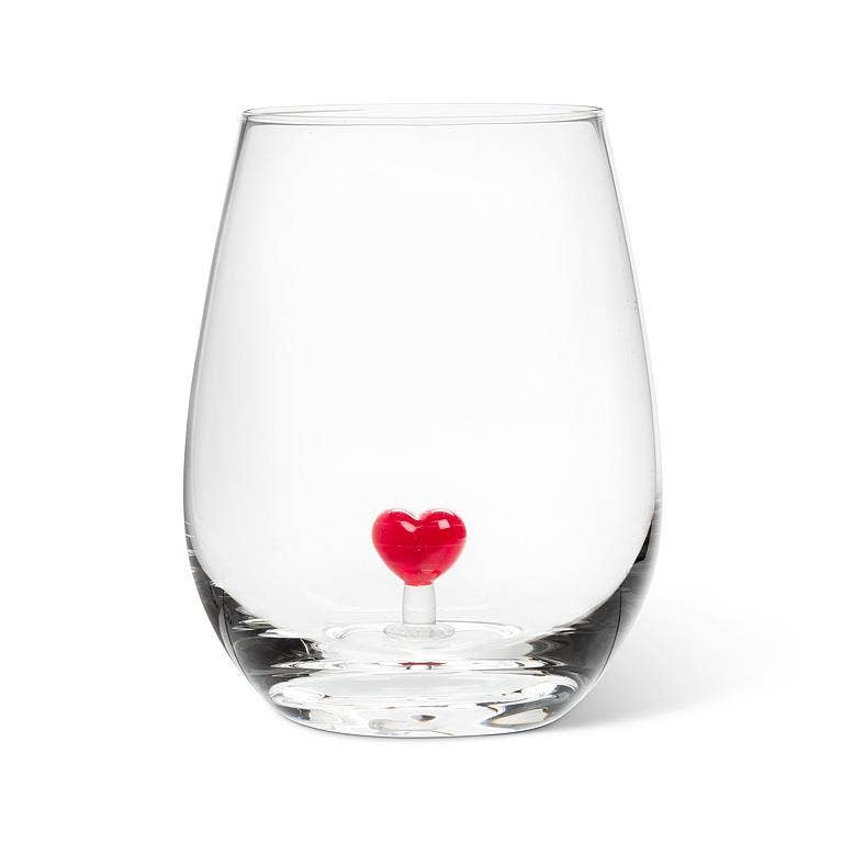 Heart Icon Stemless Wine Glass-4.5"H (20oz)