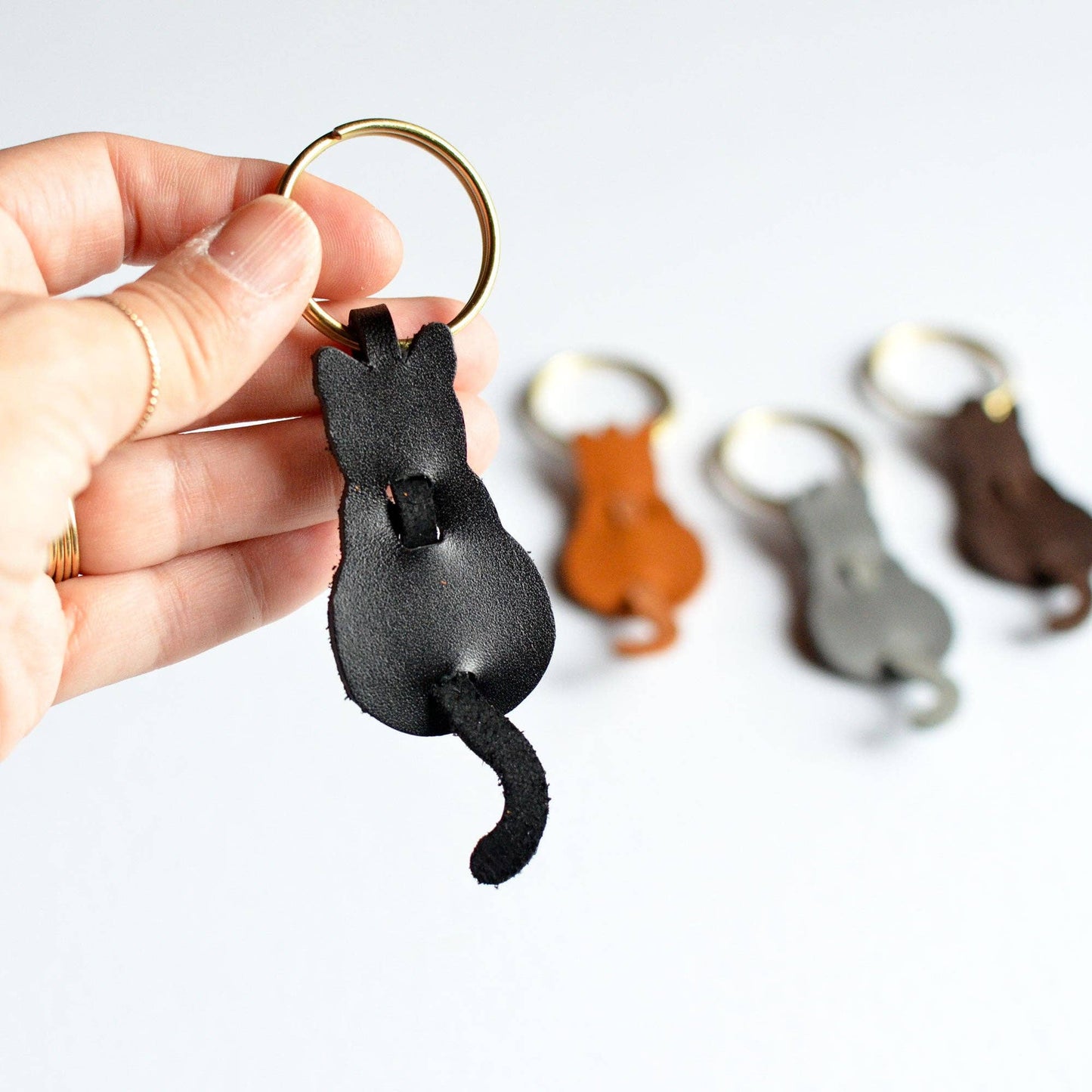 Cat Leather Key Ring