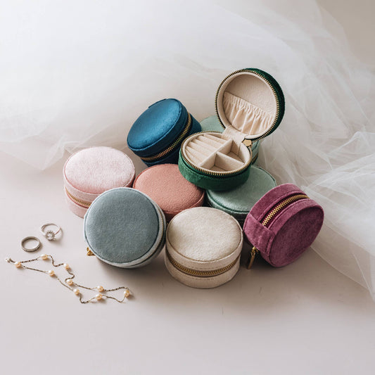 Round Velvet Jewelry Box Case