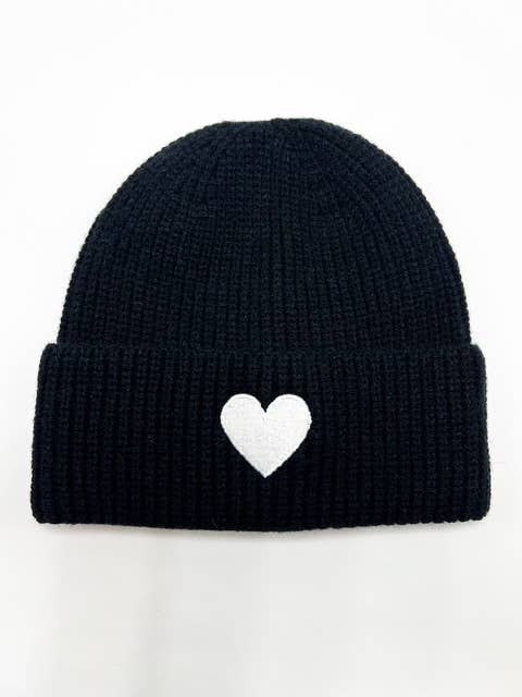 Signature Heart Beanie - Black & White