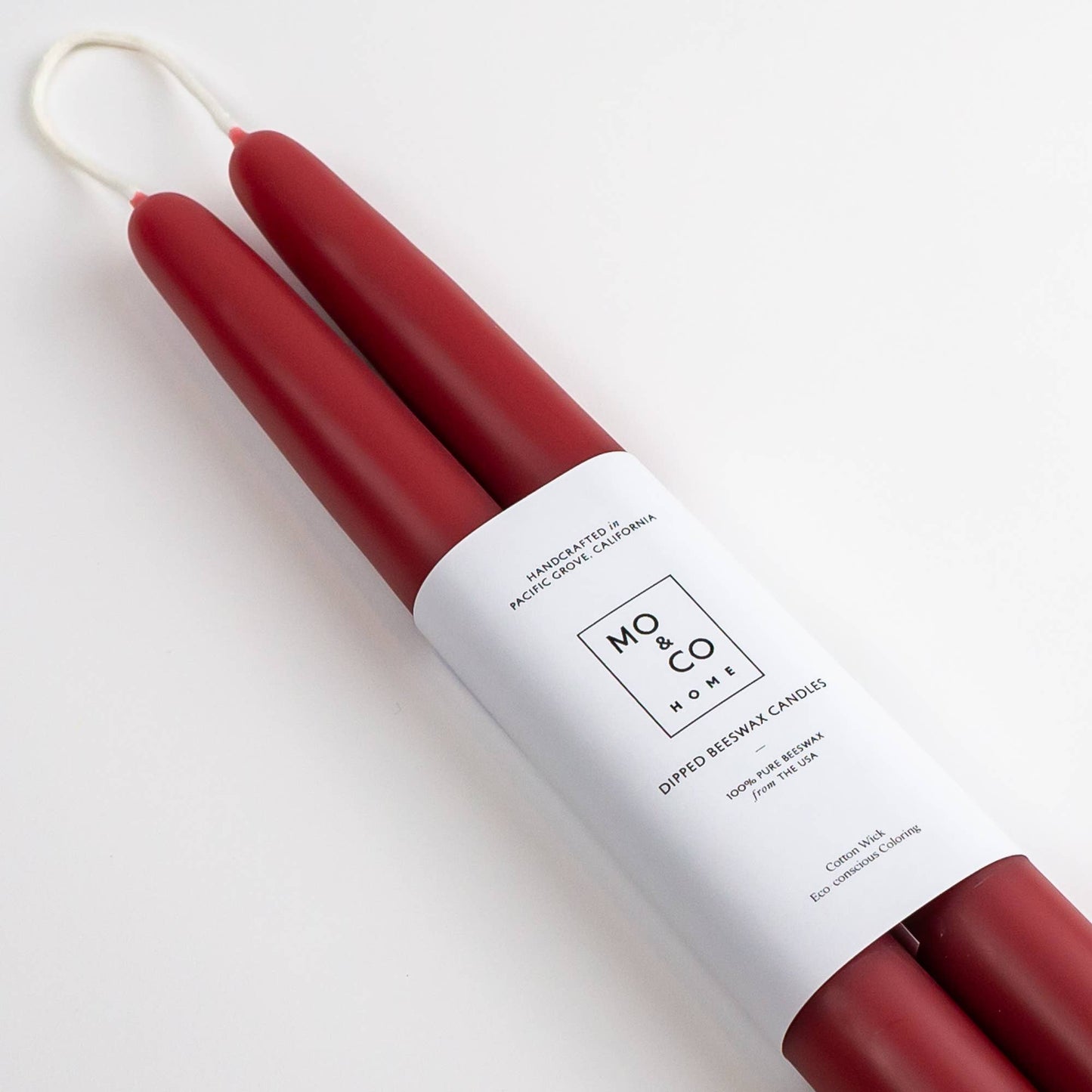 Berry Red | Dipped Beeswax Taper Candles | All Natural