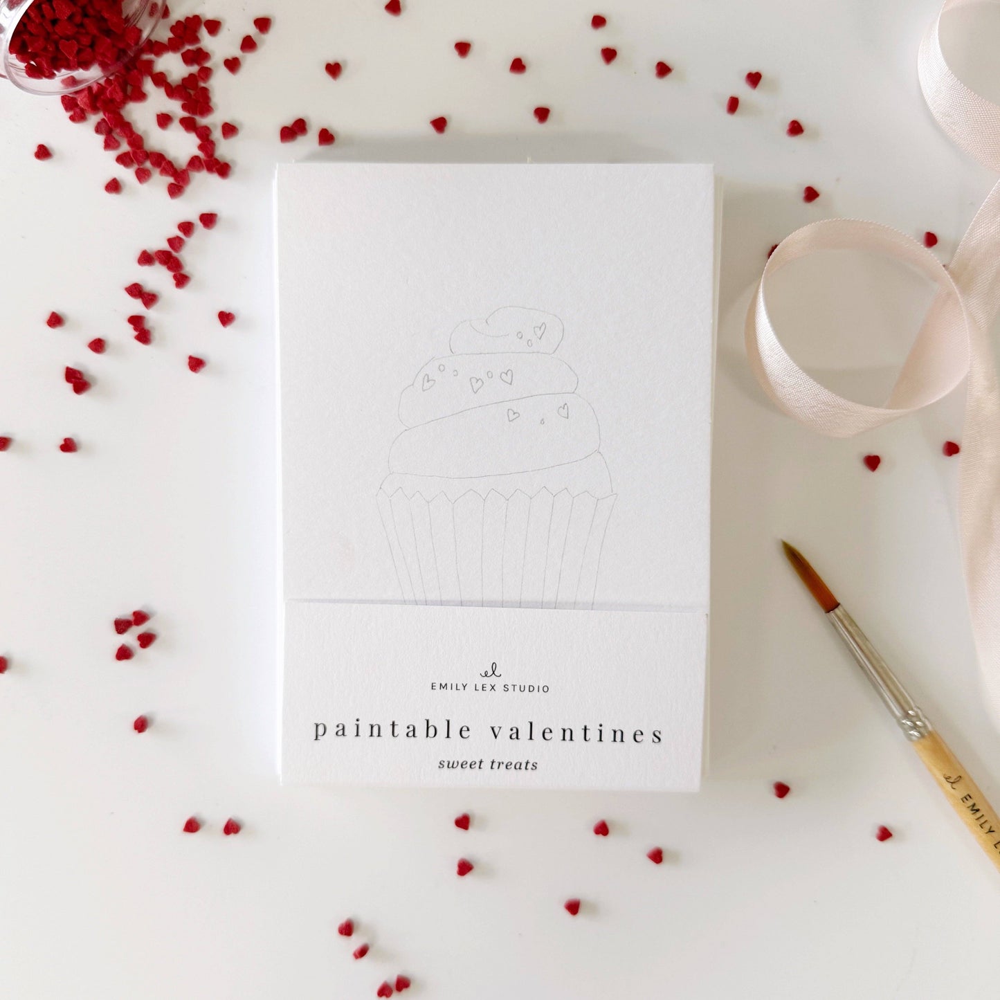 Sweet treats valentines paintable watercolor notecard set