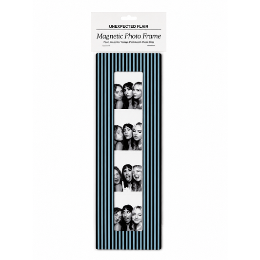Magnetic Vintage Photobooth Frame - Blue & Brown Stripe