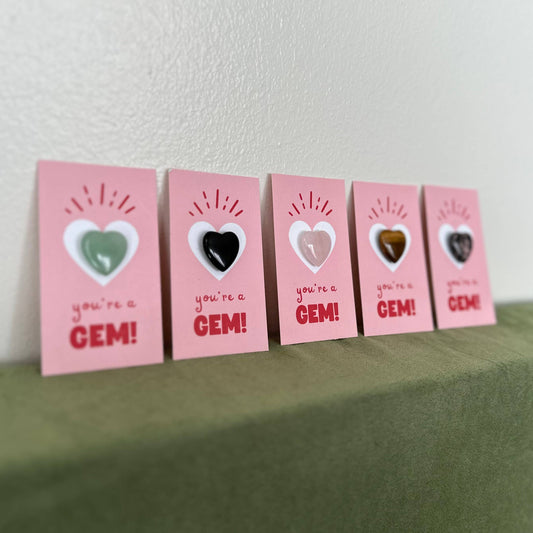 "You're a Gem!" HEART Mini Crystal Greeting Card- Crystals & Stones