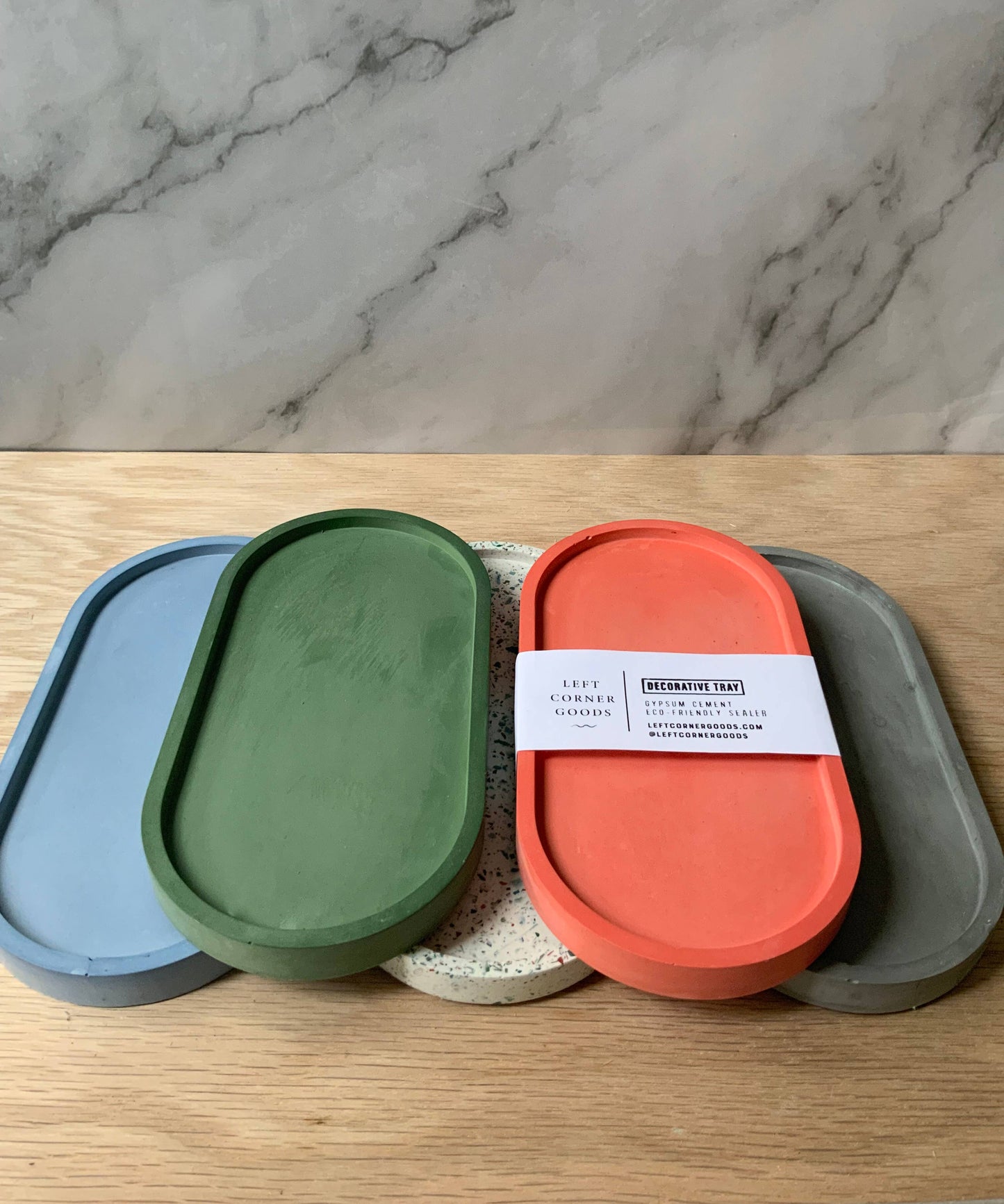 Gypsum Cement Oval Tray | candle tray | trinket tray modern