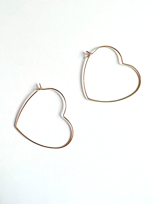 Gold Heart Hoops