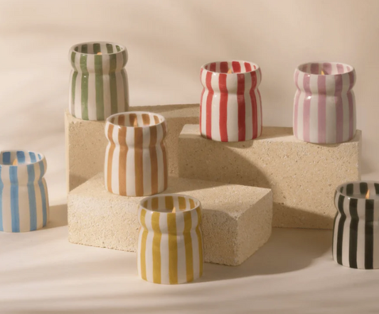 6.5oz Cabana Lavender Striped Ceramic - Grecian Sand