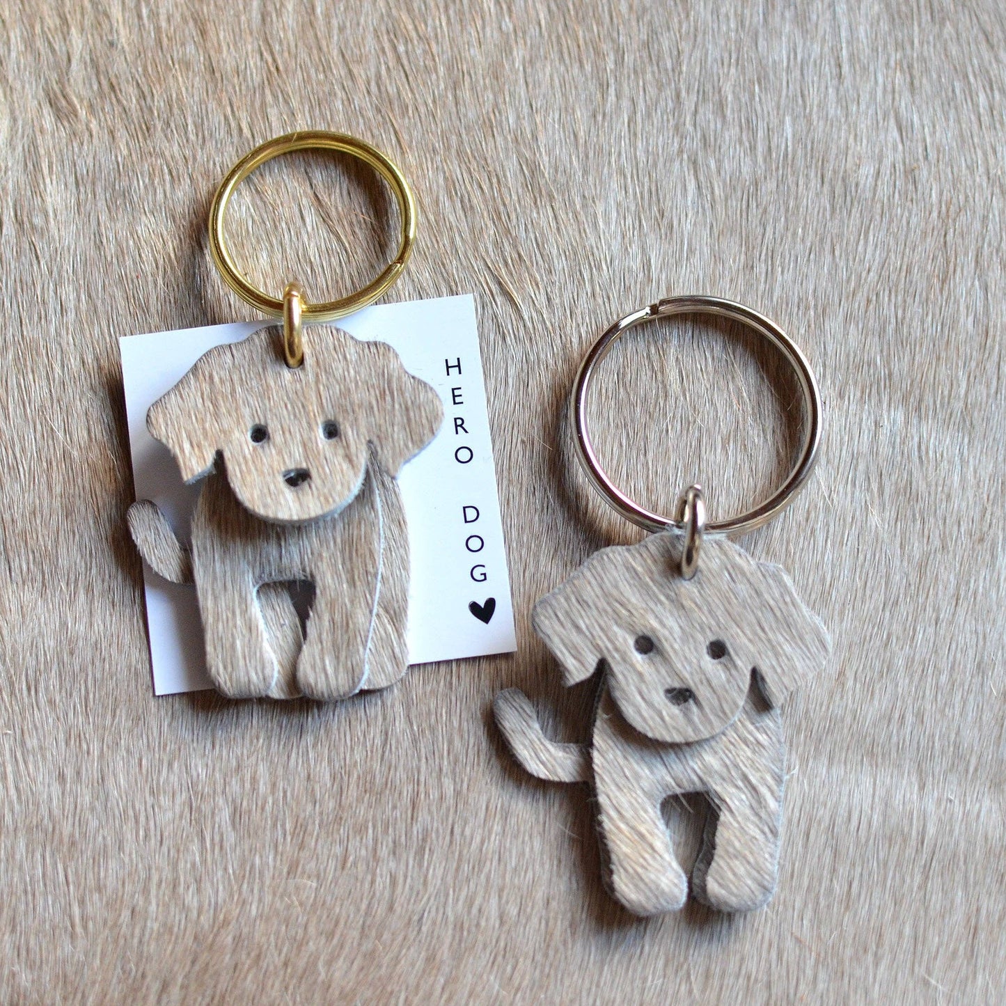 Dog Leather Keychain - Hair-On Leather (Hero Dog Collection)
