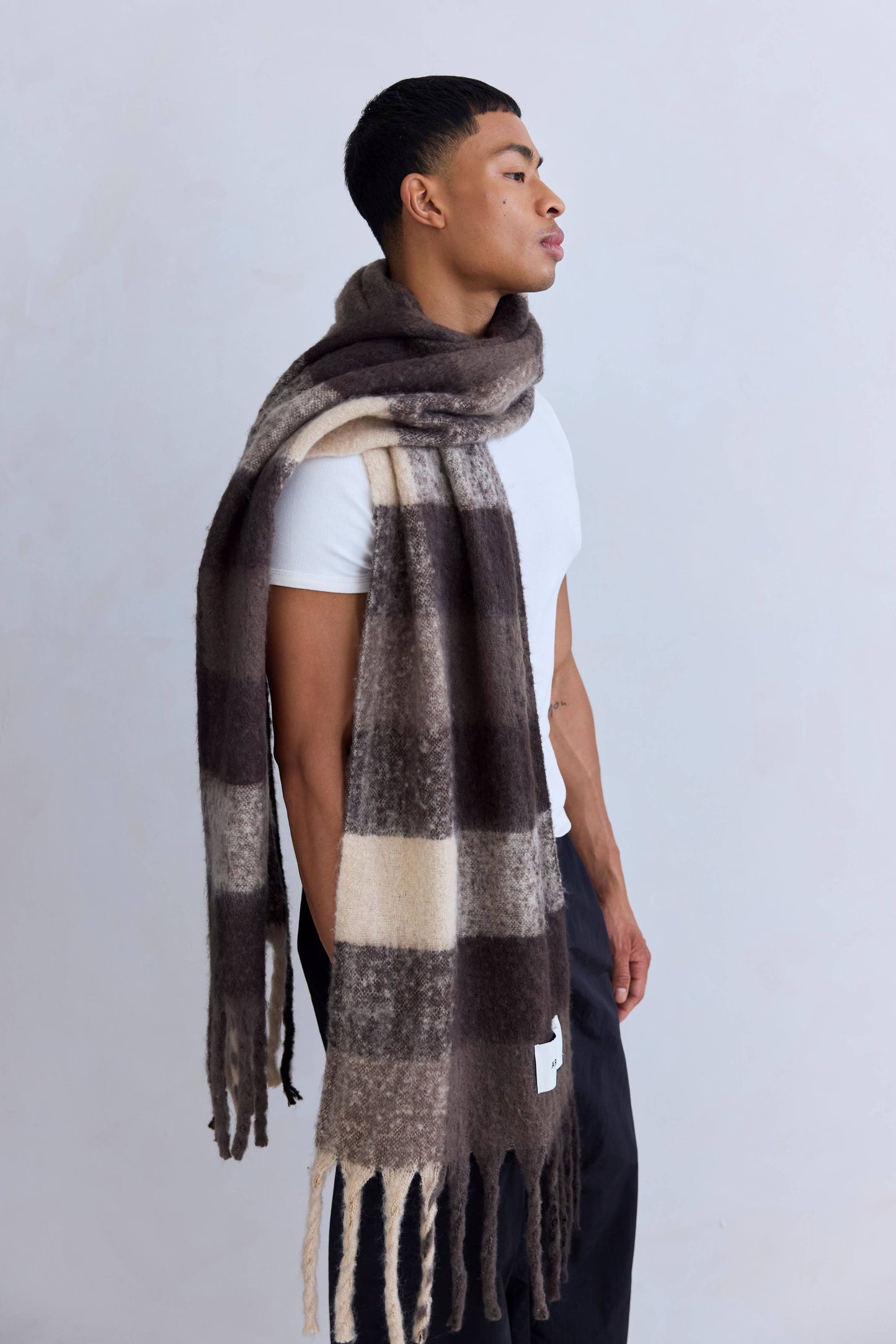 The Reykjavik Scarf - 100% Recycled - Brown Check - FW25