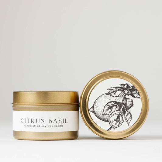 Citrus Basil Tin Soy Candle | mothers day spring