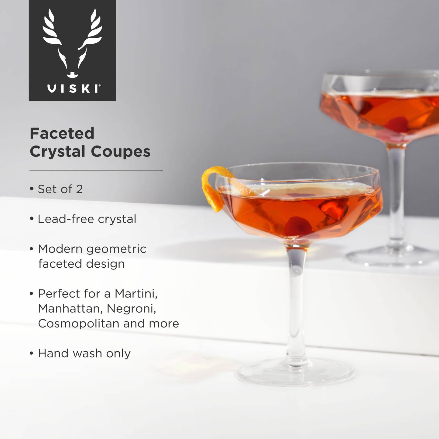 Seneca Faceted Crystal Coupes - Set of 2