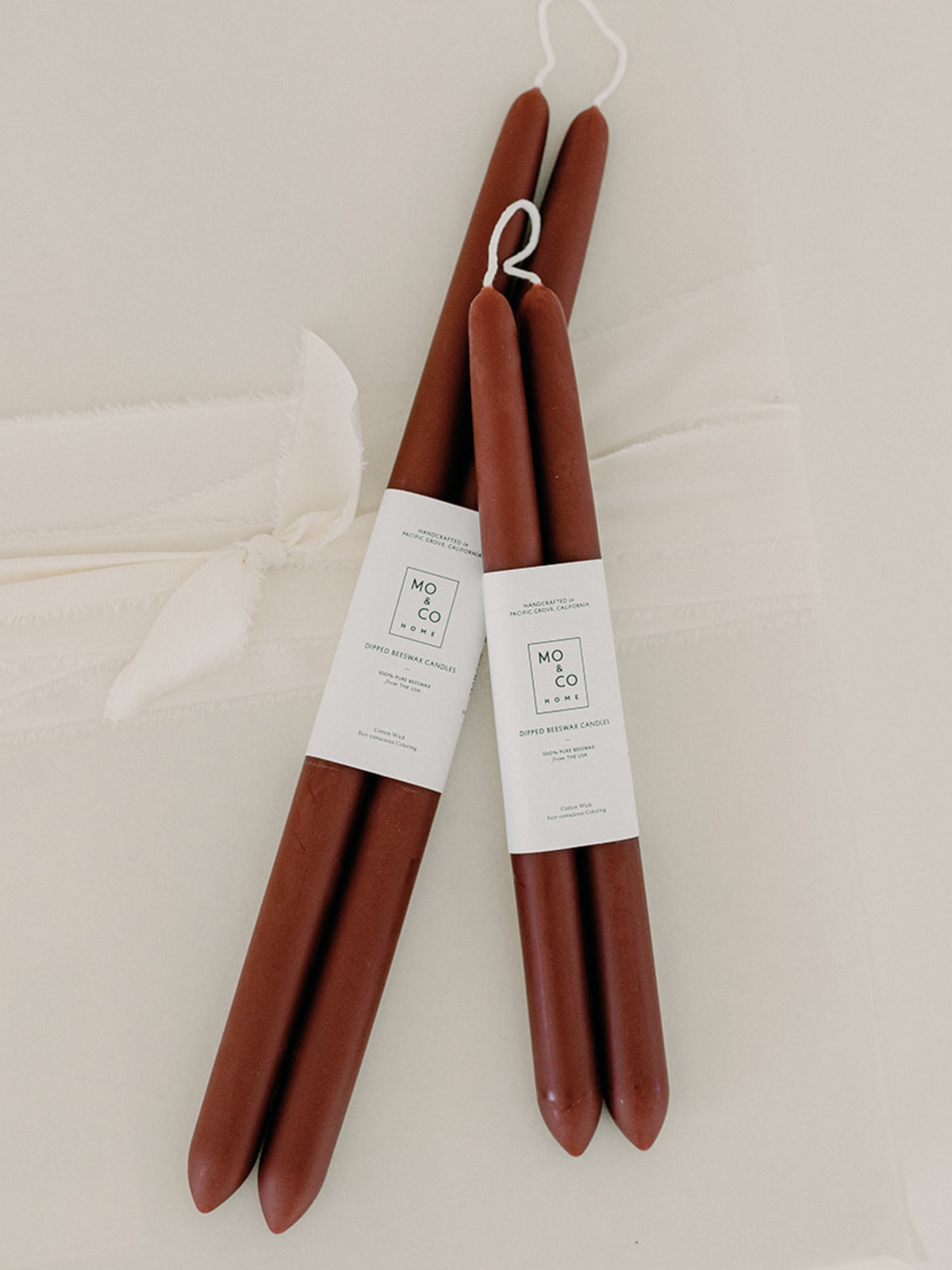 Burgundy | Dipped Beeswax Taper Candles | All Natural