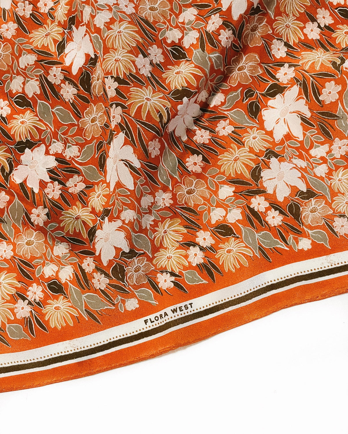 100% Silk Bandana Scarf - Botanical Garden Floral Western