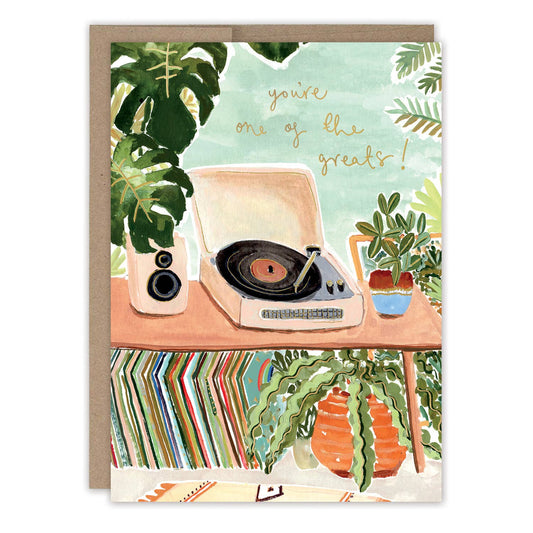 Record Player One Of The Greats Birthday Card
