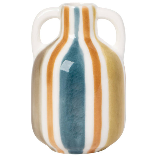Rustic Stripe Ceramic Bud Vase