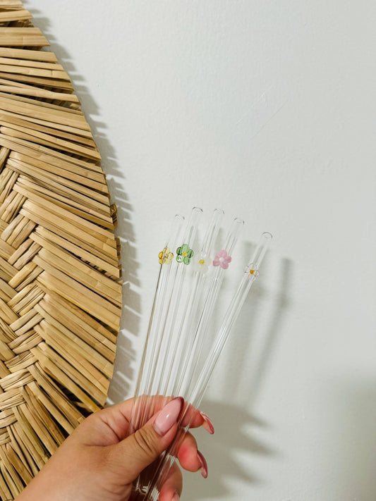 Flower Glass Straws | Reusable Glass Straws